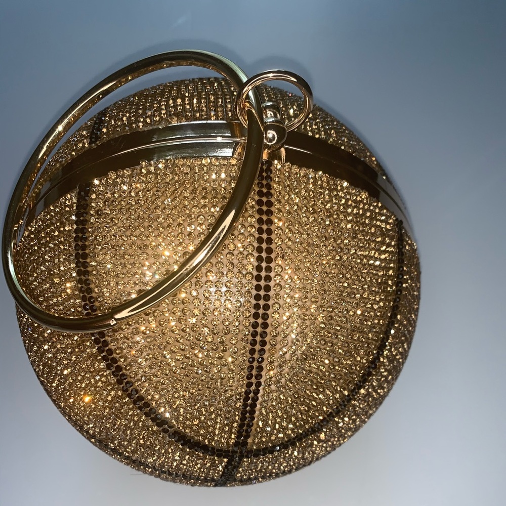 Gold Rhinestone Basketball Clutch Purse